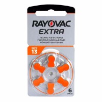 6 Batterie PILE RAYOVAC Extra 13 per Apparecchi Acustici Protesi Udito PR48