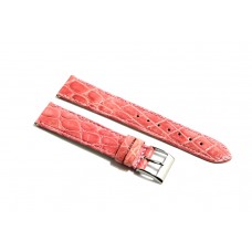 Cinturino orologio vera pelle di coccodrillo piatto rosa 18mm watch strap