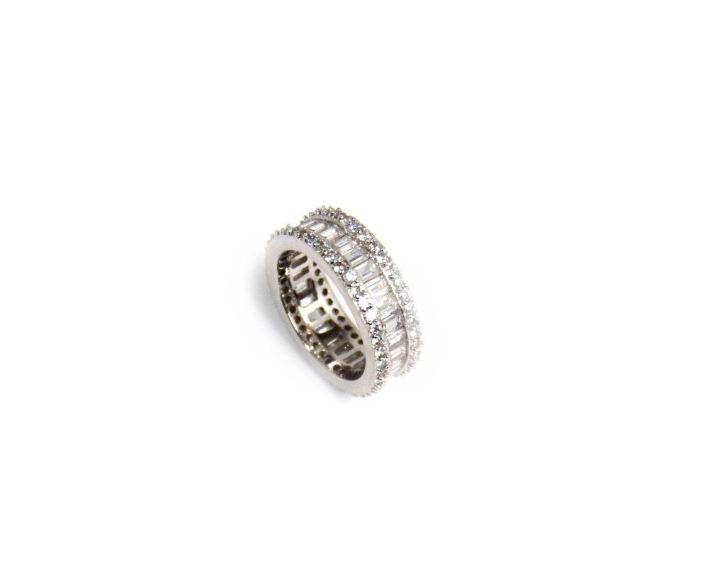 Anello in argento 925 - zirconi chiari brillanti, lati stretti brillanti  incisi con zirconi