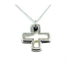 Collana Acciaio Inox anallergico croce pendente con swarovski Unisex P18SW