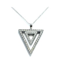 Collana Acciaio Inox anallergico triangolo pendente con swarovski Donna P21SW2