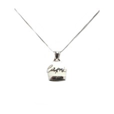 Collana Capri con pendente campanella smaltata bianco 2cm argento puro 925 campana