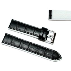 Cinturino per orologio ibrido silicone pelle stampa nero bianco 22mm gomma 420 image