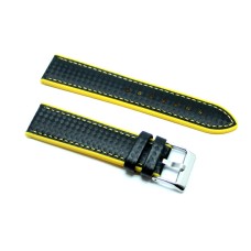 Cinturino per orologio ibrido silicone simil carbonio nero giallo 22mm gomma 400 CINTURINI PER OROLOGI, Cinturini in Gomma Silicone Caucciu' Pvc image