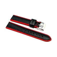 Cinturino per orologio ibrido silicone simil carbonio nero rosso 20mm gomma 400