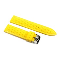 Cinturino per orologio in silicone fori giallo cuciture bianche 20mm gomma caucciù