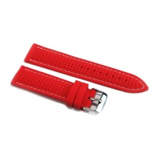 Cinturino per orologio in silicone fori rosso cuciture bianche 20mm gomma caucciù