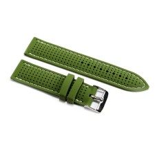 Cinturino per orologio in silicone fori verde cuciture bianche 18mm gomma caucciù