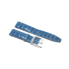 Cinturino orologio in pelle stampa coccodrillo azzurro compatibile swatch 17mm watch strap