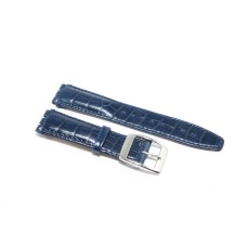 Cinturino orologio in pelle stampa coccodrillo blu compatibile swatch 17mm watch strap