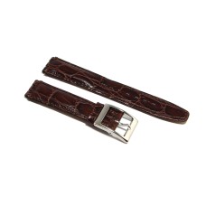 Cinturino orologio in pelle stampa coccodrillo marrone scuro compatibile swatch 17mm watch strap