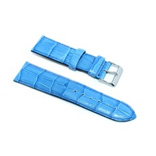 Cinturino orologio in vera pelle semi imbottito stampa coccodrillo azzurro 18mm