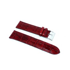 Cinturino orologio in vera pelle semi imbottito stampa coccodrillo bordeaux 20mm watch strap