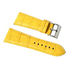 Cinturino orologio in vera pelle semi imbottito stampa coccodrillo giallo 26mm 