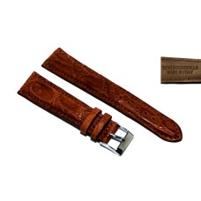 Cinturino orologio vera pelle di coccodrillo semi imbottito tabacco 20mm watch strap image