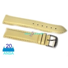 Cinturino orologio vera pelle liscia semi imbottito beige ansa 20mm watch strap