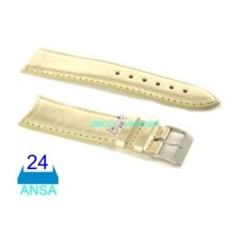 Cinturino orologio vera pelle liscia semi imbottito oro ansa 24mm watch strap