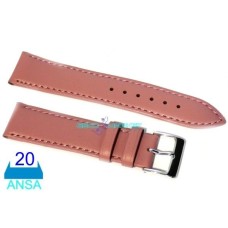 Cinturino orologio vera pelle liscia semi imbottito rosa ansa 20mm watch strap