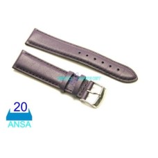 Cinturino orologio vera pelle liscia semi imbottito viola ansa 20mm watch