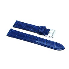 Cinturino orologio vera pelle semi imbottito stampa coccodrillo blu 24mm