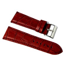 Cinturino orologio vera pelle semi imbottito stampa coccodrillo bordeaux 24mm