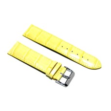 Cinturino orologio vera pelle semi imbottito stampa coccodrillo giallo ansa 22mm