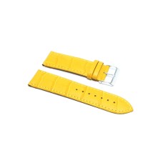 Cinturino orologio vera pelle semi imbottito stampa coccodrillo giallo ocra ansa 18mm