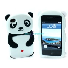 Iphone 4 custodia panda b nero gomma silicone protezione cellulare anti urto t2